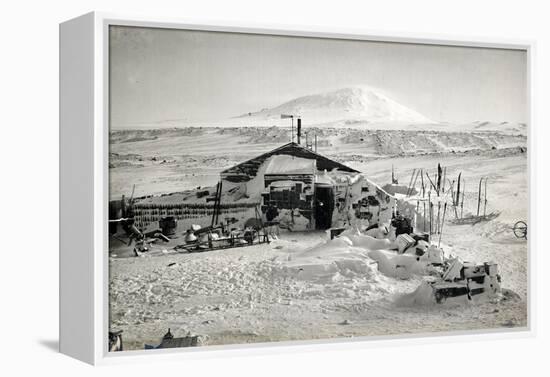 Hut and Mt. Erebus Photographed by Moonlight, 13th June 1911-Herbert Ponting-Framed Premier Image Canvas