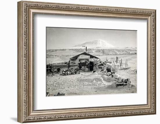 Hut and Mt. Erebus Photographed by Moonlight, 13th June 1911-Herbert Ponting-Framed Photographic Print