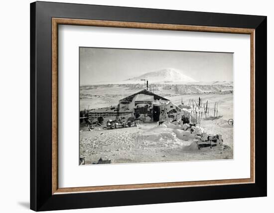 Hut and Mt. Erebus Photographed by Moonlight, 13th June 1911-Herbert Ponting-Framed Photographic Print