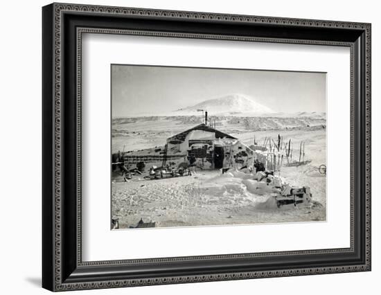 Hut and Mt. Erebus Photographed by Moonlight, 13th June 1911-Herbert Ponting-Framed Photographic Print