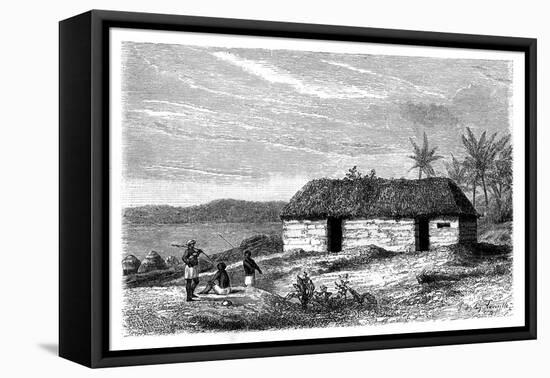 Hut at the Edge of Lake Tanganyika, Congo, 19th Century-Lavielle-Framed Premier Image Canvas