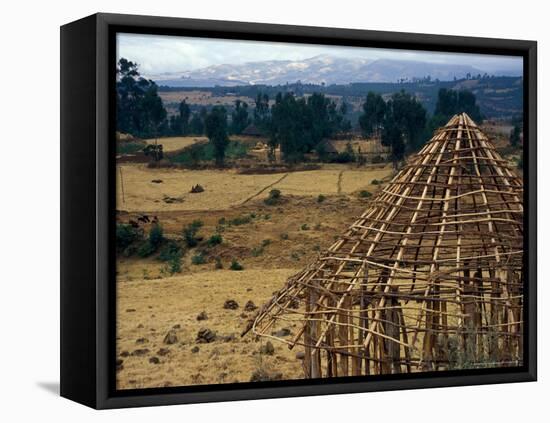 Hut Construction Above the Flatlands, Omo River Region, Ethiopia-Janis Miglavs-Framed Premier Image Canvas