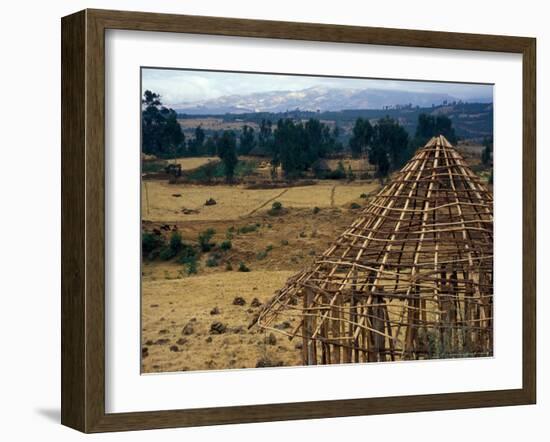 Hut Construction Above the Flatlands, Omo River Region, Ethiopia-Janis Miglavs-Framed Photographic Print