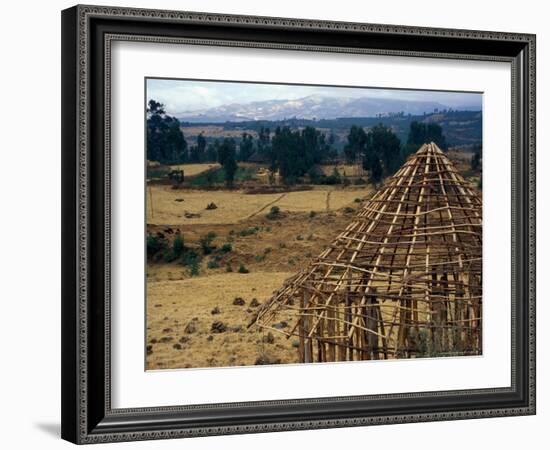 Hut Construction Above the Flatlands, Omo River Region, Ethiopia-Janis Miglavs-Framed Photographic Print