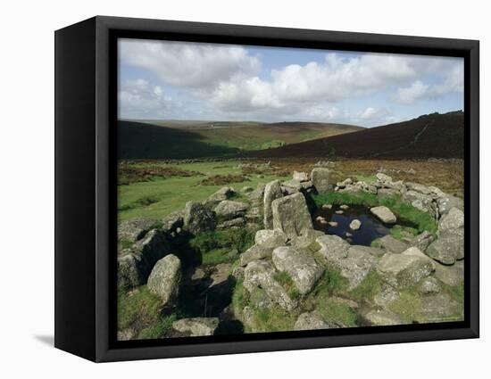 Hut Foundations, Grimspound Enclosure, Dartmoor, Devon, England, United Kingdom-Adam Woolfitt-Framed Premier Image Canvas