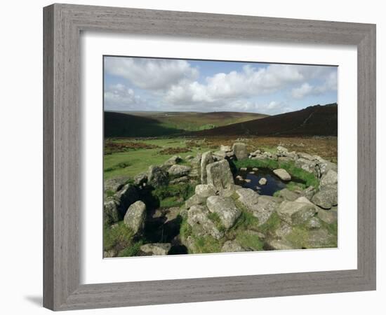 Hut Foundations, Grimspound Enclosure, Dartmoor, Devon, England, United Kingdom-Adam Woolfitt-Framed Photographic Print