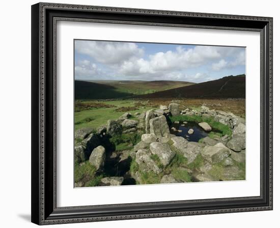 Hut Foundations, Grimspound Enclosure, Dartmoor, Devon, England, United Kingdom-Adam Woolfitt-Framed Photographic Print