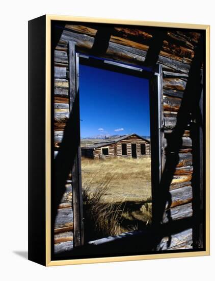 Hut Framed by Window of Burnt Log Cabin, Wind River Country, Lander, USA-Brent Winebrenner-Framed Premier Image Canvas