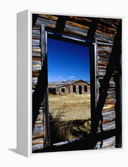 Hut Framed by Window of Burnt Log Cabin, Wind River Country, Lander, USA-Brent Winebrenner-Framed Premier Image Canvas