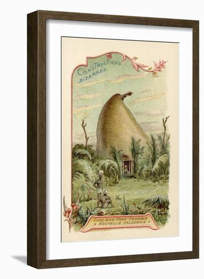 Hut of a Kanak Chief, New Caledonia-null-Framed Giclee Print