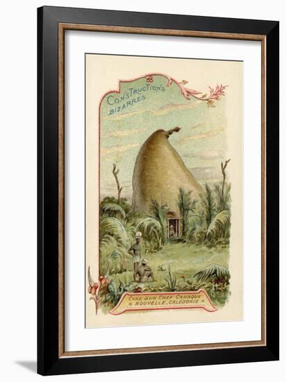 Hut of a Kanak Chief, New Caledonia-null-Framed Giclee Print