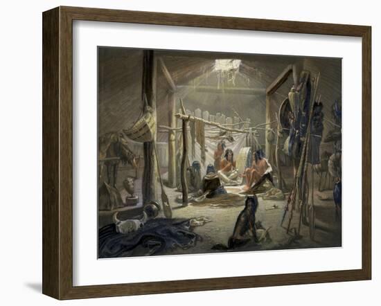 Hut of a Mandan Chief, Travels in the Interior of North America, c.1844-Karl Bodmer-Framed Giclee Print