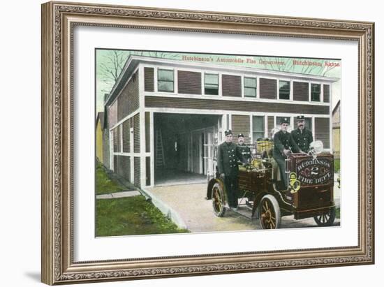 Hutchinson, Kansas - Fire Station No 2 Exterior with Truck View-Lantern Press-Framed Art Print