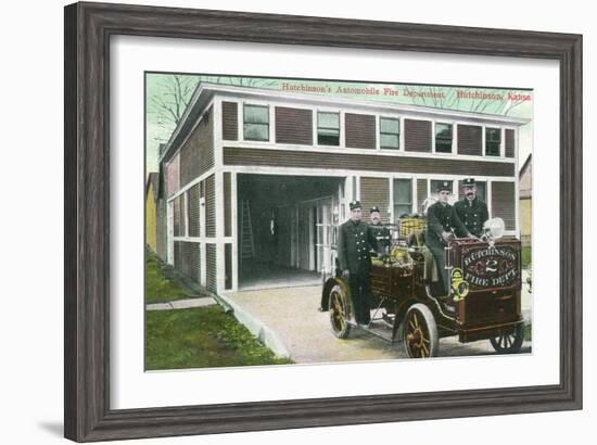 Hutchinson, Kansas - Fire Station No 2 Exterior with Truck View-Lantern Press-Framed Art Print