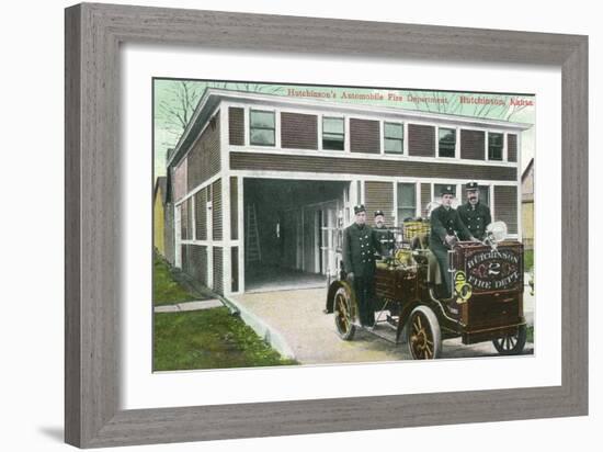 Hutchinson, Kansas - Fire Station No 2 Exterior with Truck View-Lantern Press-Framed Art Print