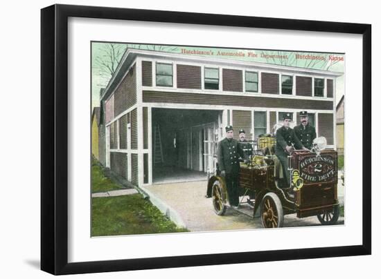 Hutchinson, Kansas - Fire Station No 2 Exterior with Truck View-Lantern Press-Framed Art Print