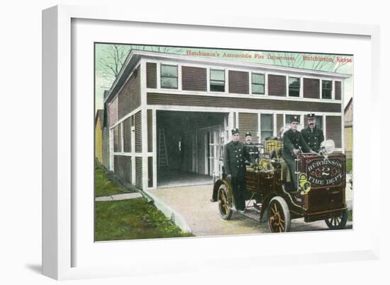 Hutchinson, Kansas - Fire Station No 2 Exterior with Truck View-Lantern Press-Framed Art Print