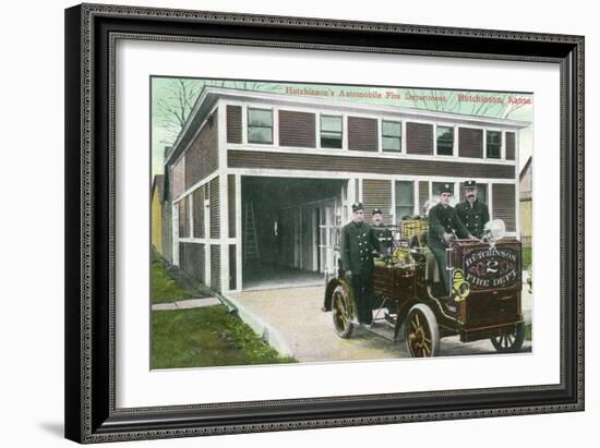 Hutchinson, Kansas - Fire Station No 2 Exterior with Truck View-Lantern Press-Framed Art Print