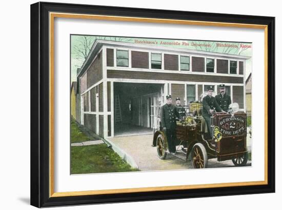 Hutchinson, Kansas - Fire Station No 2 Exterior with Truck View-Lantern Press-Framed Premium Giclee Print