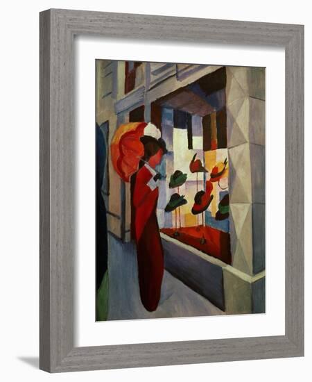 Hutladen-hatshop, 1914 Canvas, 60,5 x 50,5 cm.-August Macke-Framed Giclee Print