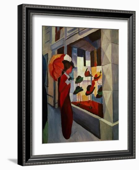 Hutladen-hatshop, 1914 Canvas, 60,5 x 50,5 cm.-August Macke-Framed Giclee Print