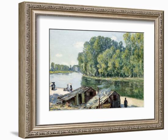 Huts Along the Canal Du Loing, Effect of Sunlight, 1896-Alfred Sisley-Framed Giclee Print