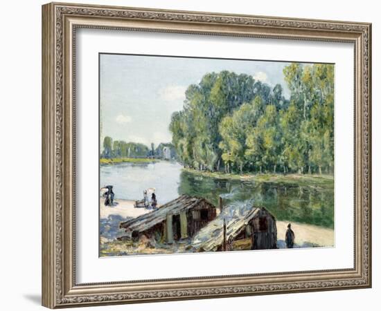 Huts Along the Canal Du Loing, Effect of Sunlight, 1896-Alfred Sisley-Framed Giclee Print