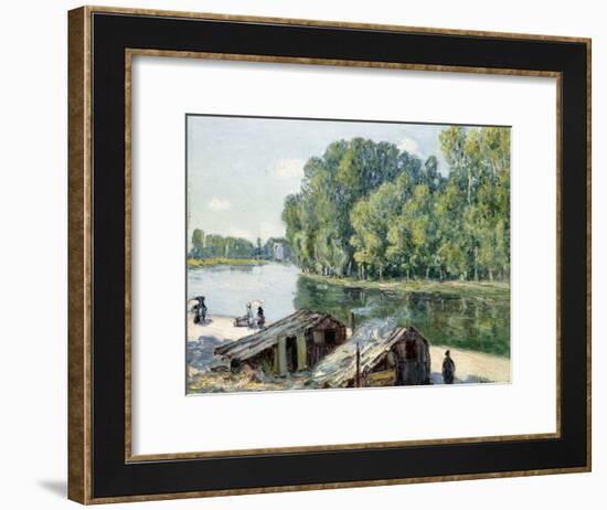 Huts Along the Canal Du Loing, Effect of Sunlight, 1896-Alfred Sisley-Framed Giclee Print