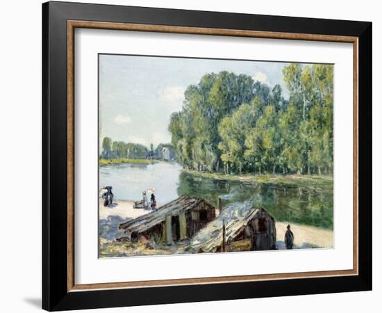 Huts Along the Canal Du Loing, Effect of Sunlight, 1896-Alfred Sisley-Framed Giclee Print