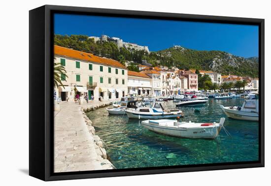 Hvar Harbour and Fortica (Spanish Fortress)-Matthew Williams-Ellis-Framed Premier Image Canvas