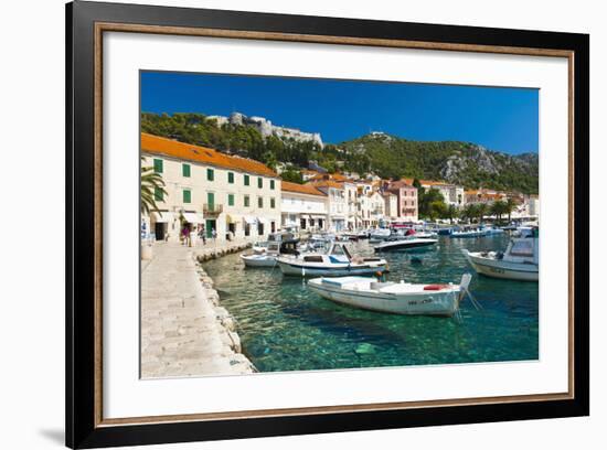 Hvar Harbour and Fortica (Spanish Fortress)-Matthew Williams-Ellis-Framed Photographic Print