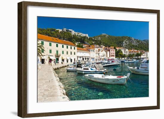 Hvar Harbour and Fortica (Spanish Fortress)-Matthew Williams-Ellis-Framed Photographic Print