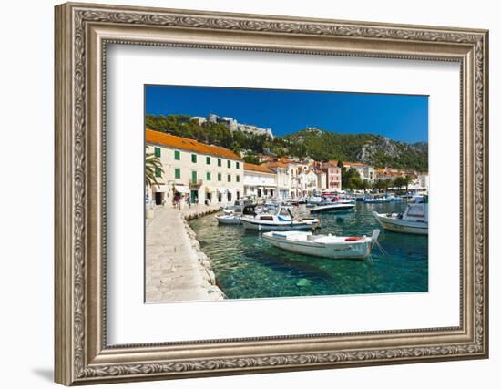 Hvar Harbour and Fortica (Spanish Fortress)-Matthew Williams-Ellis-Framed Photographic Print