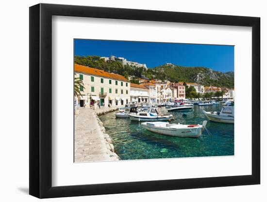 Hvar Harbour and Fortica (Spanish Fortress)-Matthew Williams-Ellis-Framed Photographic Print