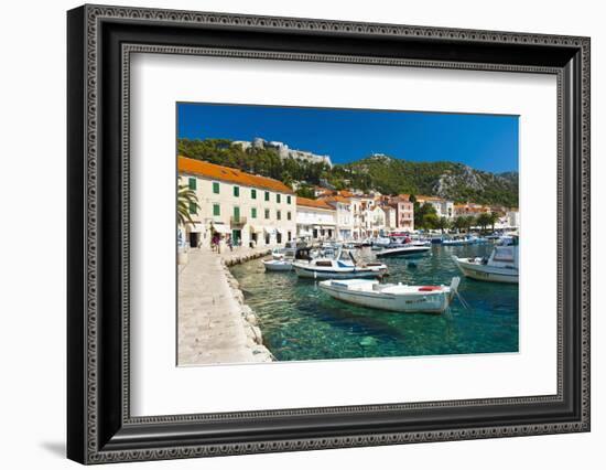 Hvar Harbour and Fortica (Spanish Fortress)-Matthew Williams-Ellis-Framed Photographic Print