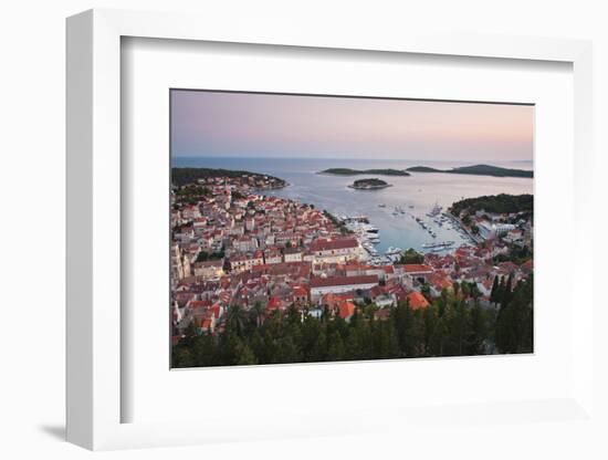 Hvar Town at Sunset Taken from the Spanish Fortress (Fortica)-Matthew Williams-Ellis-Framed Photographic Print