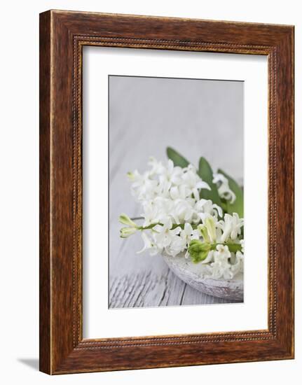 Hyacinths, White, Spring Flowers, Blossoms, Stone Bowl-Andrea Haase-Framed Photographic Print