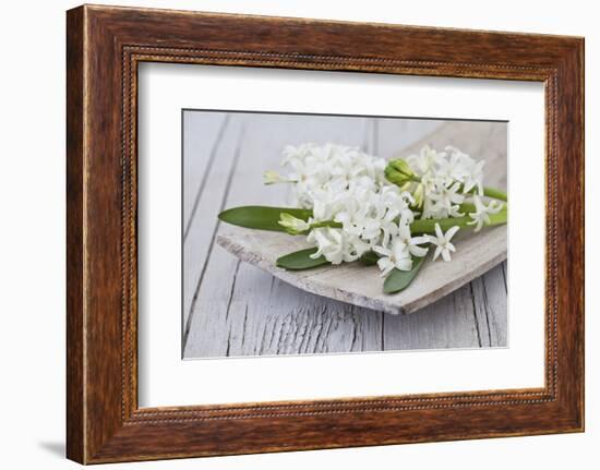 Hyacinths, White, Spring Flowers, Blossoms, Wooden Bowl-Andrea Haase-Framed Photographic Print