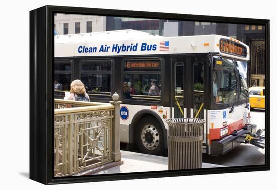 Hybrid Bus In Chicago-Mark Williamson-Framed Premier Image Canvas