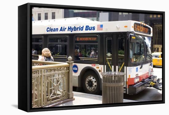 Hybrid Bus In Chicago-Mark Williamson-Framed Premier Image Canvas