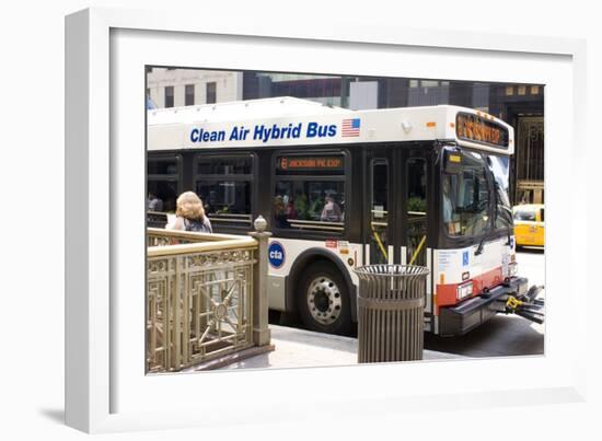 Hybrid Bus In Chicago-Mark Williamson-Framed Photographic Print