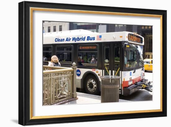 Hybrid Bus In Chicago-Mark Williamson-Framed Photographic Print