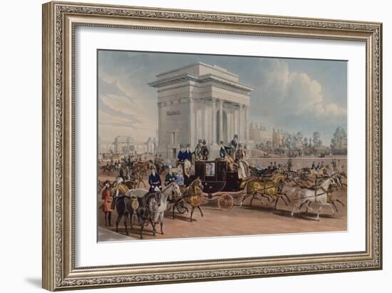 Hyde Park Corner, 1838 (Coloured Engraving)-James Pollard-Framed Giclee Print