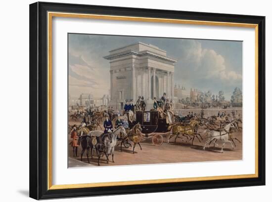 Hyde Park Corner, 1838 (Coloured Engraving)-James Pollard-Framed Giclee Print