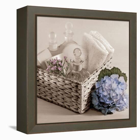 Hydrangea and Basket 2-Julie Greenwood-Framed Stretched Canvas