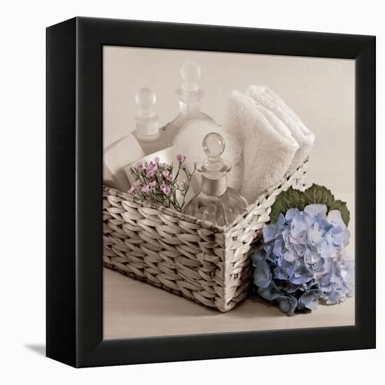 Hydrangea and Basket 2-Julie Greenwood-Framed Stretched Canvas