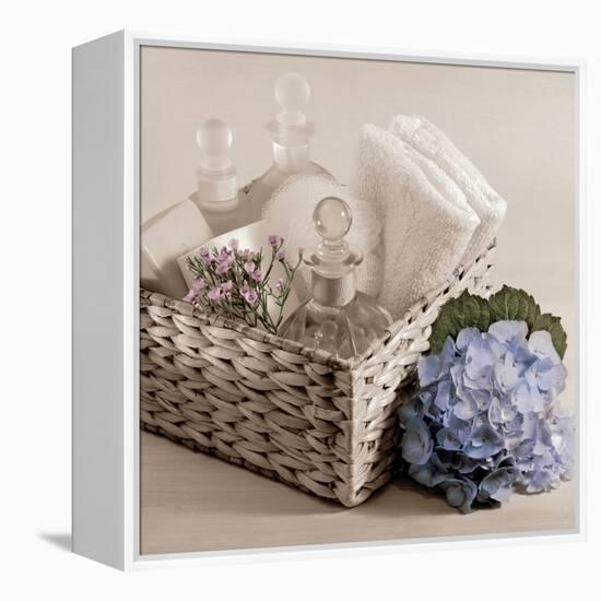 Hydrangea and Basket 2-Julie Greenwood-Framed Stretched Canvas