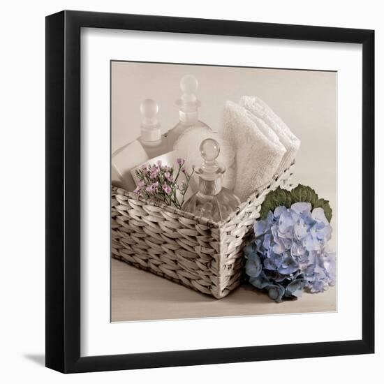 Hydrangea and Basket 2-Julie Greenwood-Framed Art Print