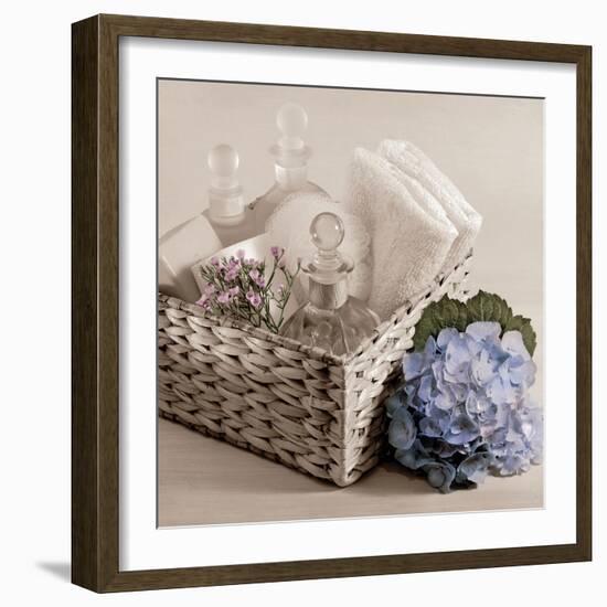 Hydrangea and Basket 2-Julie Greenwood-Framed Art Print