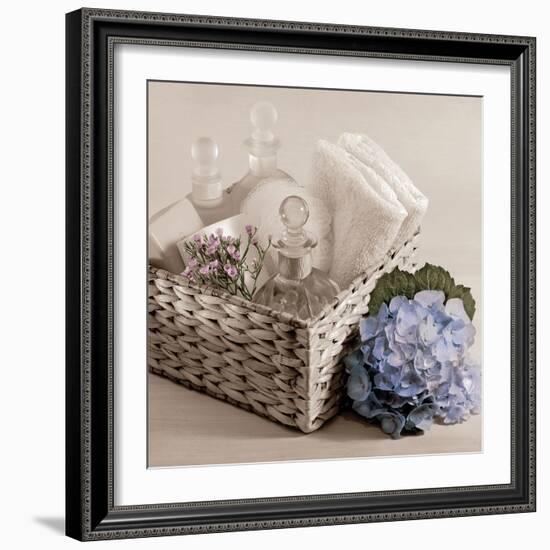 Hydrangea and Basket 2-Julie Greenwood-Framed Art Print